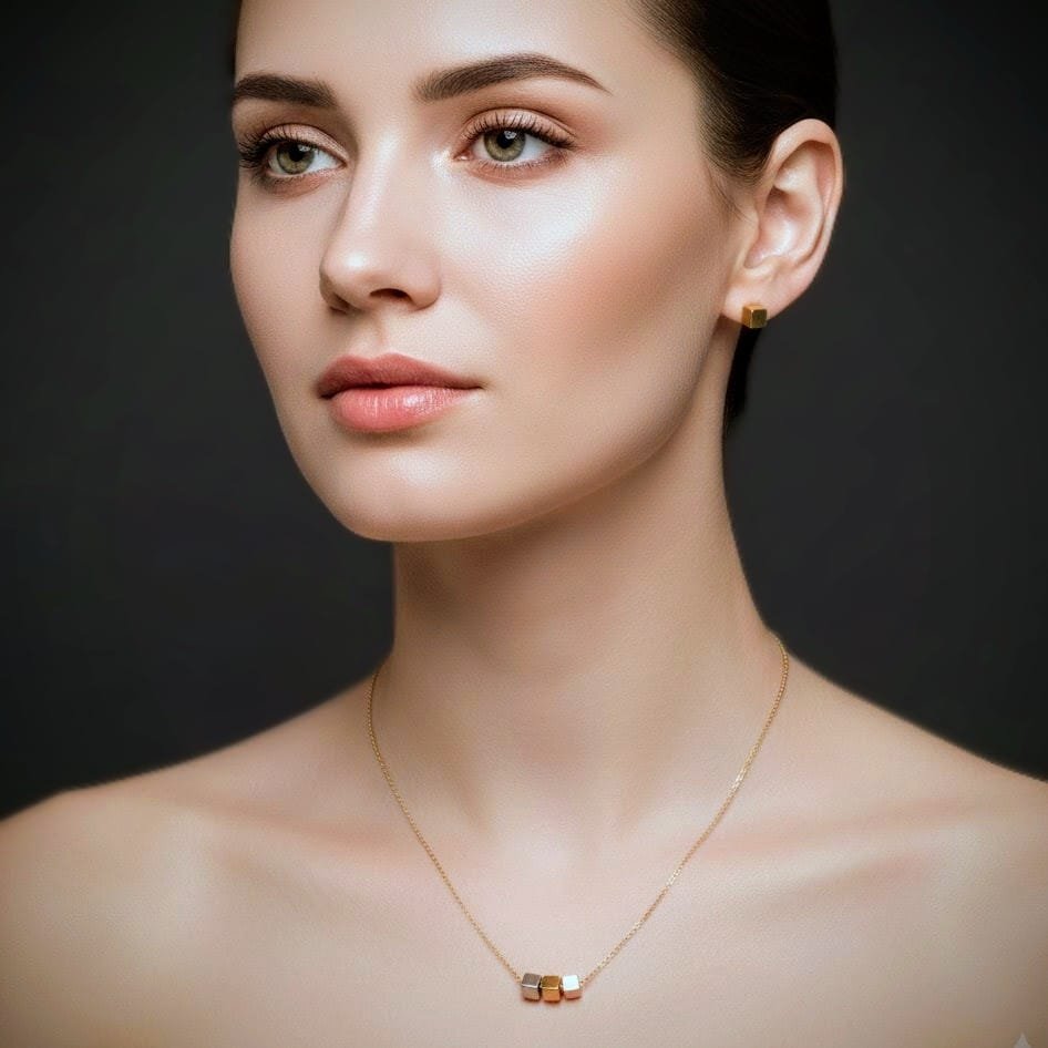 Trinity Cube Geometric Jewelry Set