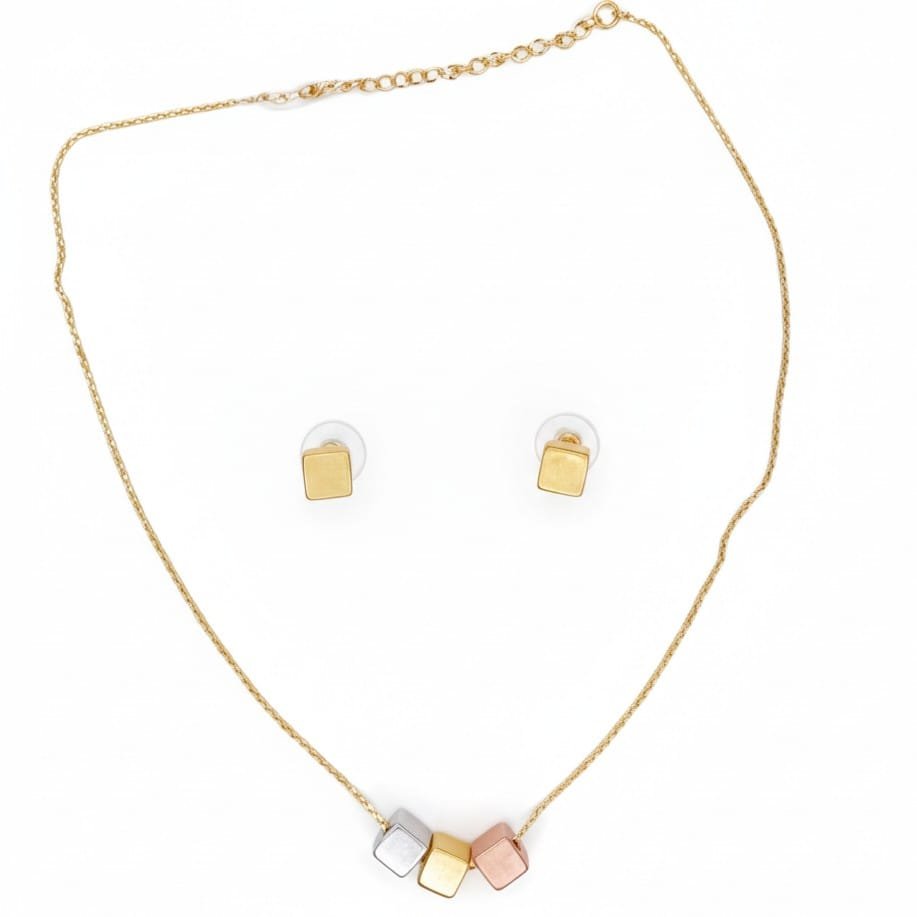 Trinity Cube Geometric Jewelry Set