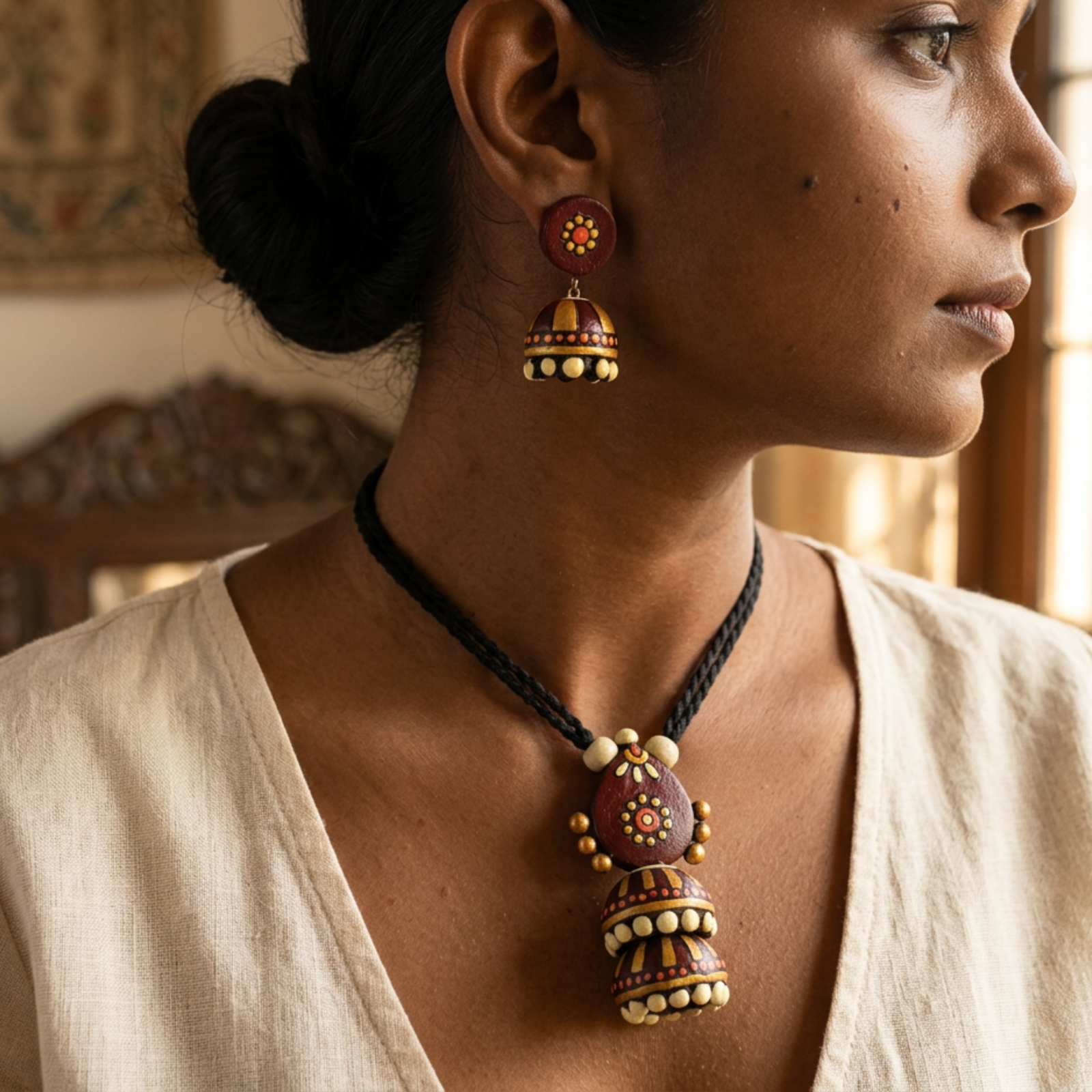 Terracotta Necklace & Jhumka Set