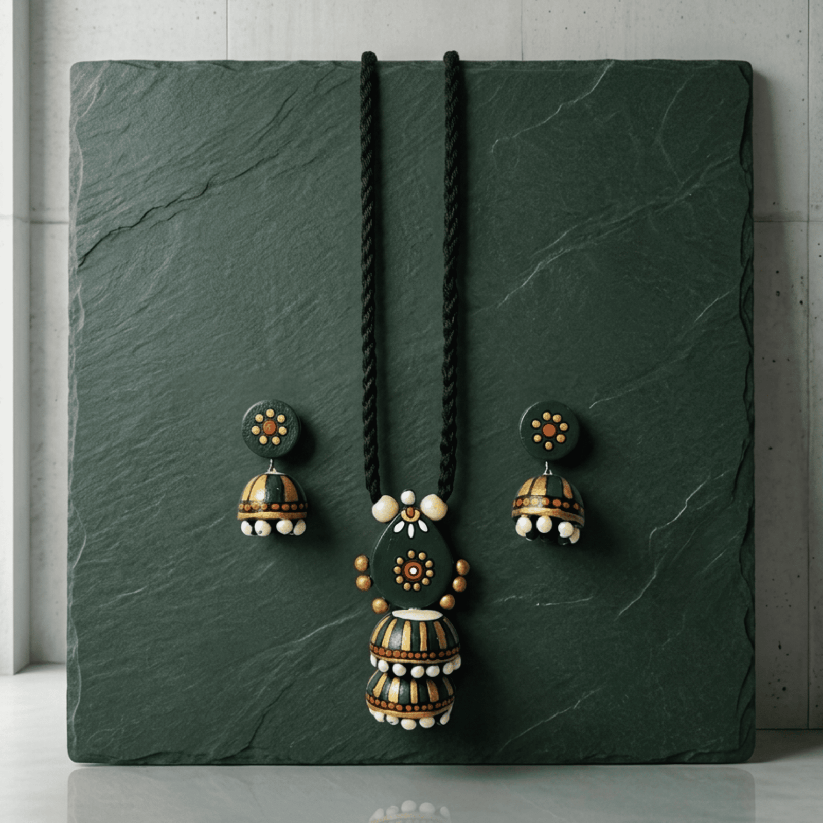 Terracotta Jhumka Pendant & Earring Set