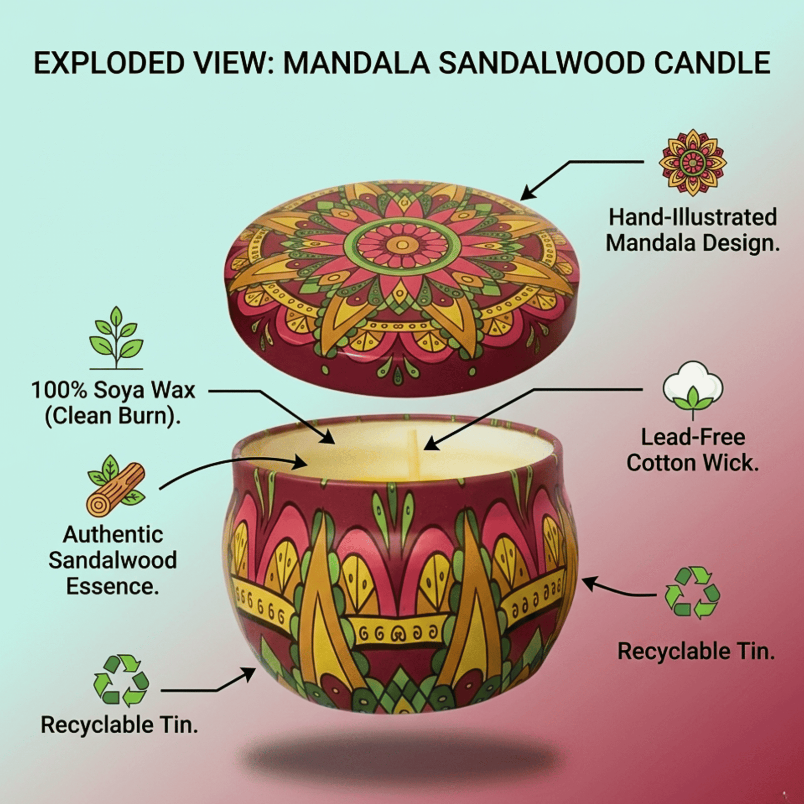 Somana Sandalwood Mandala Jar Candle (100g)